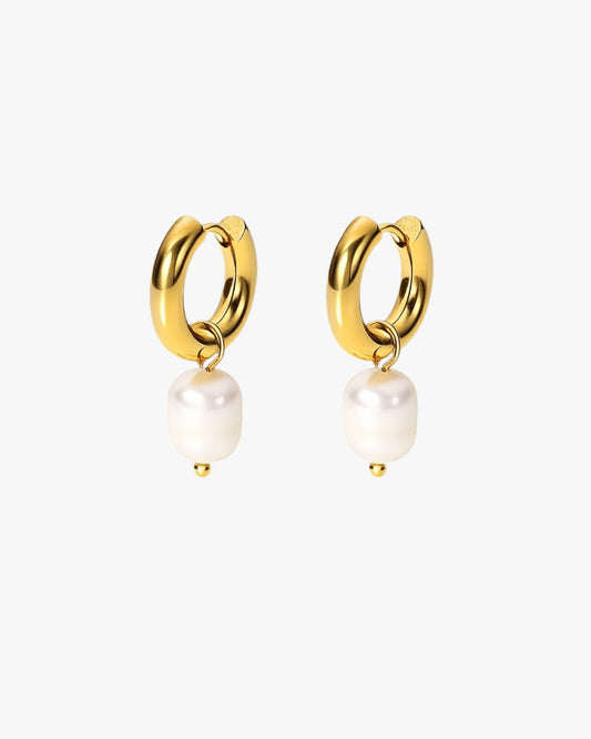 Gold Plated Stainless Steel Pearl Drop Earrings – Elira