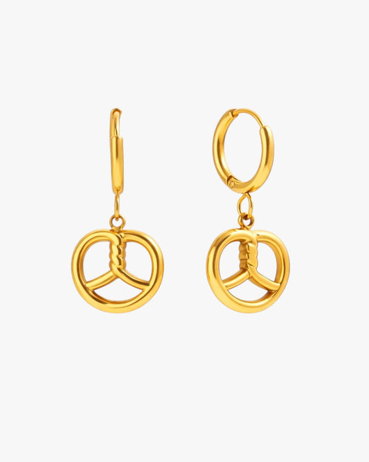 Gold Plated Stainless Steel Pretzel Drop Earrings