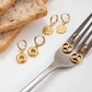 Gold Plated Stainless Steel Waffle Drop Earrings