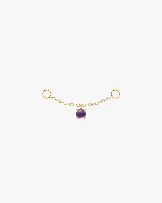 Gold Plated Sterling Silver Amethyst Zirconia Chain Earring Charm – Valora