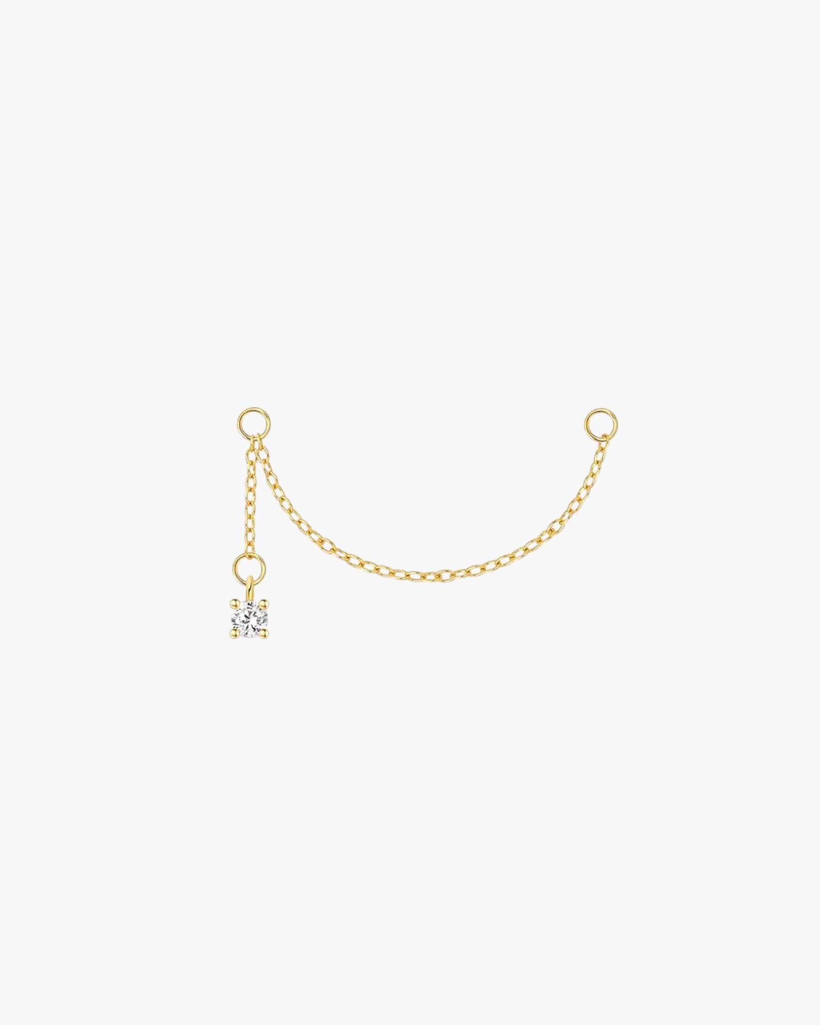 Gold Plated Sterling Silver Asymmetric Zirconia Chain Earring Charm – Mira
