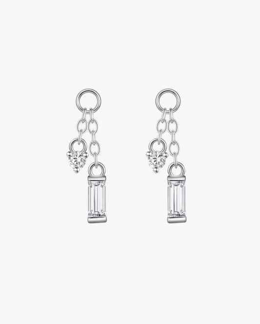 Gold Plated Sterling Silver Baguette Zirconia Dangle Earring Charms – Solenne
