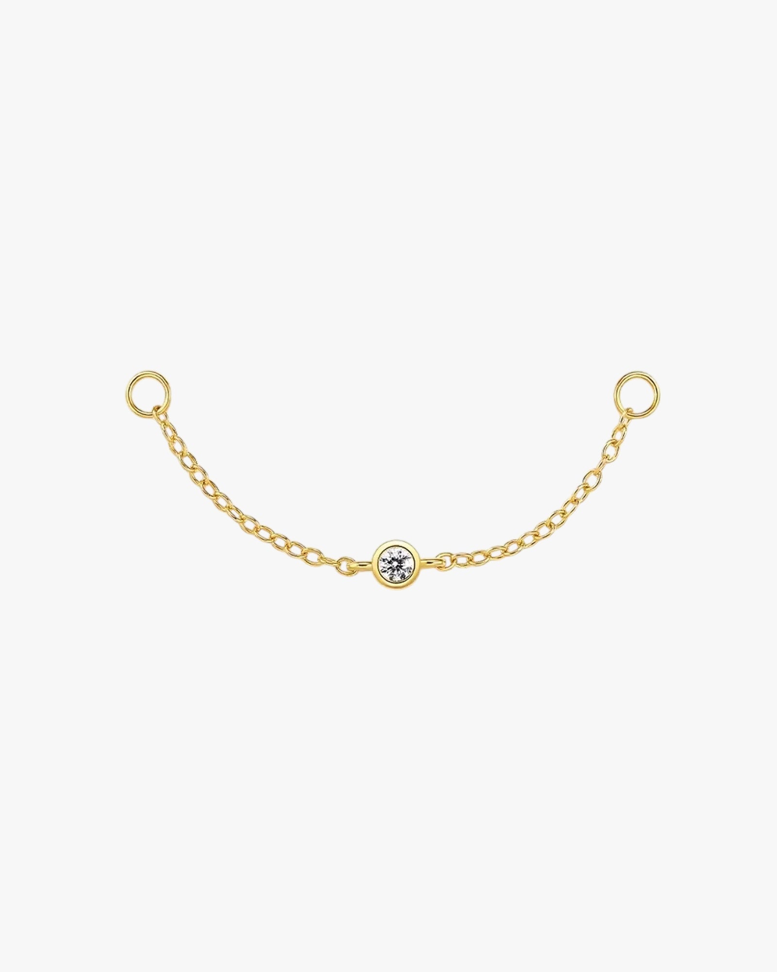 Gold Plated Sterling Silver Bezel Zirconia Chain Earring Charm – Aveline