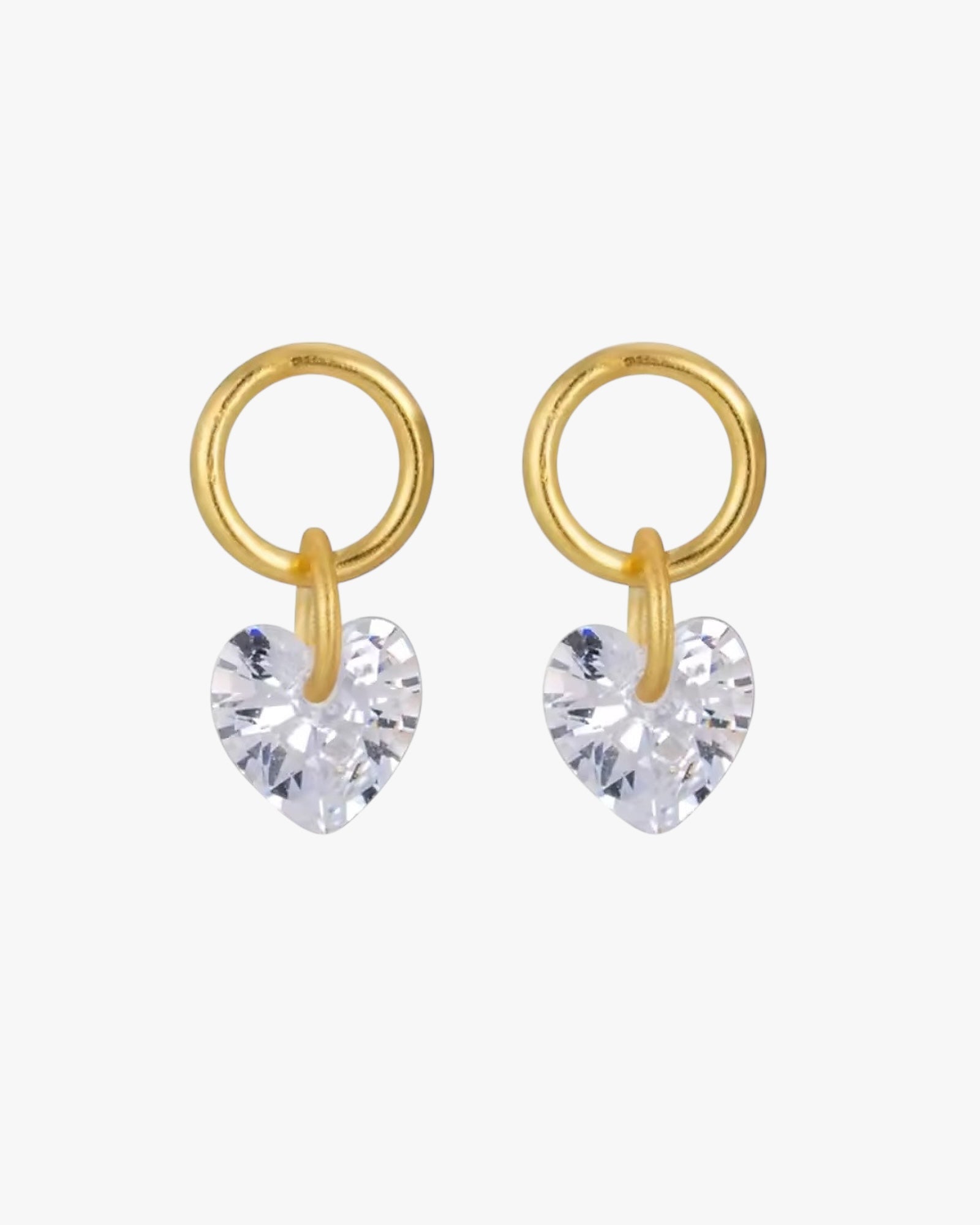 Gold Plated Sterling Silver Crystal Heart Charm for Hoop Earrings – Velmira