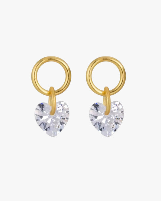 Gold Plated Sterling Silver Crystal Heart Charm for Hoop Earrings – Velmira