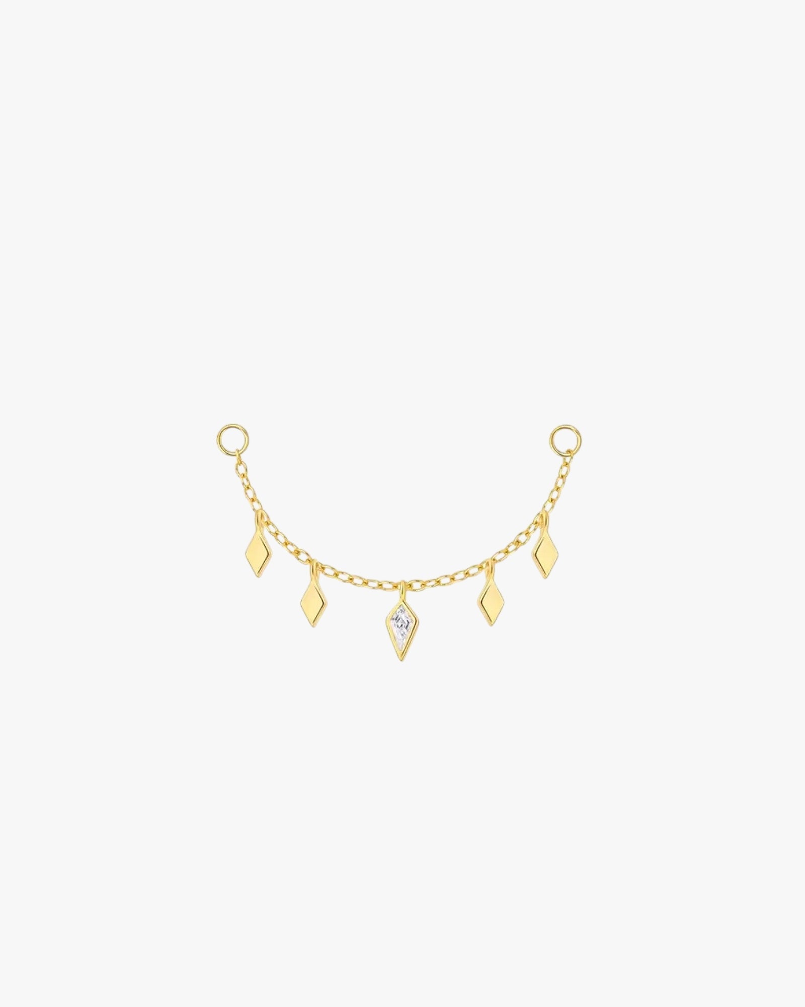 Gold Plated Sterling Silver Diamond Zirconia Drop Chain Earring Charm – Lyra