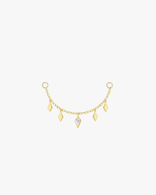 Gold Plated Sterling Silver Diamond Zirconia Drop Chain Earring Charm – Lyra