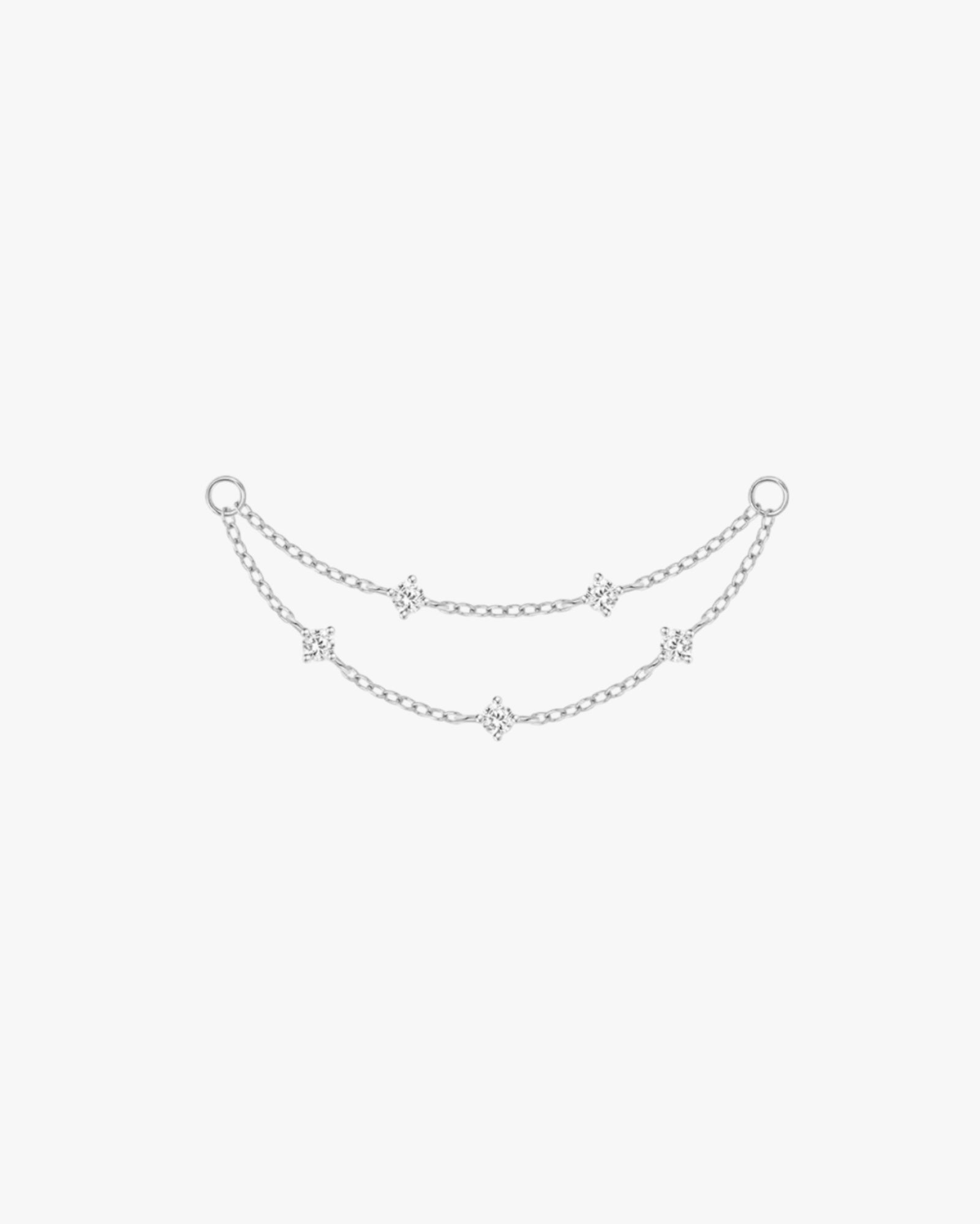 Gold Plated Sterling Silver Double Chain Zirconia Earring Charm – Celeste