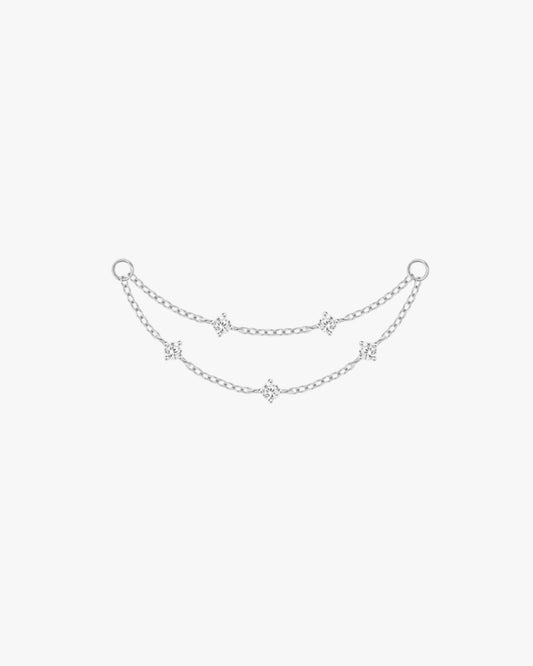 Gold Plated Sterling Silver Double Chain Zirconia Earring Charm – Celeste