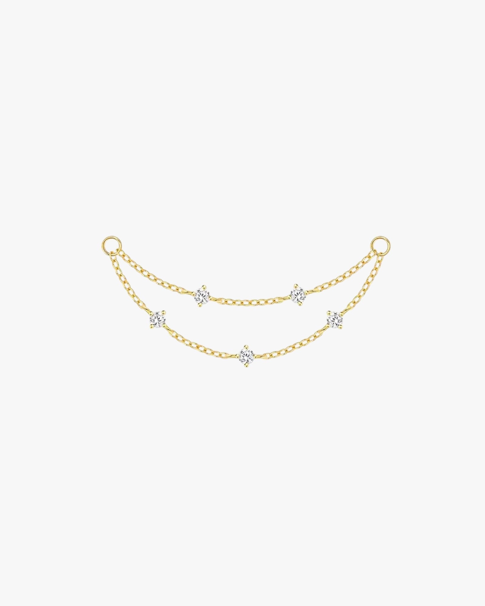 Gold Plated Sterling Silver Double Chain Zirconia Earring Charm – Celeste