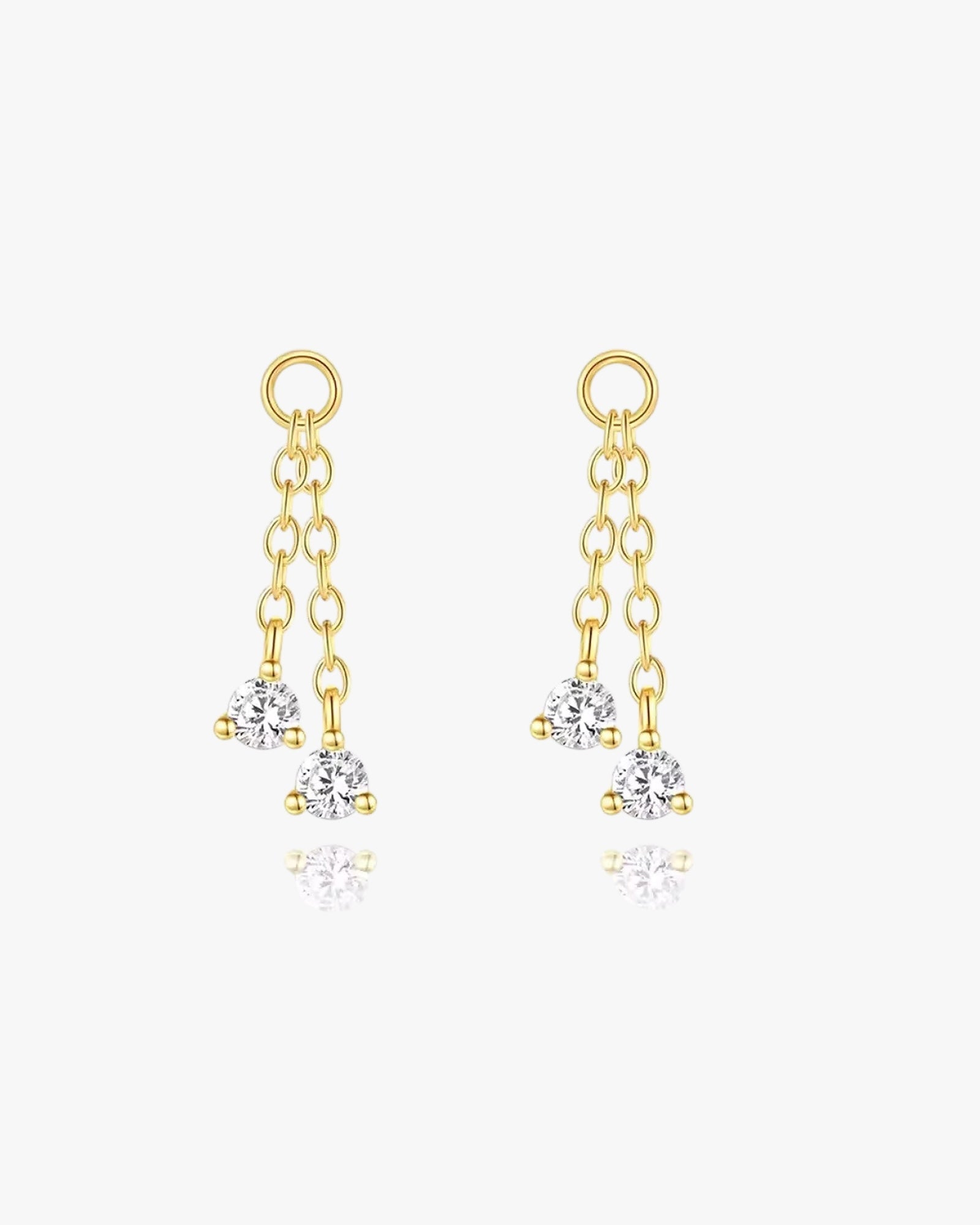 Gold Plated Sterling Silver Double Crystal Chain Drop Charms – Aurelisse