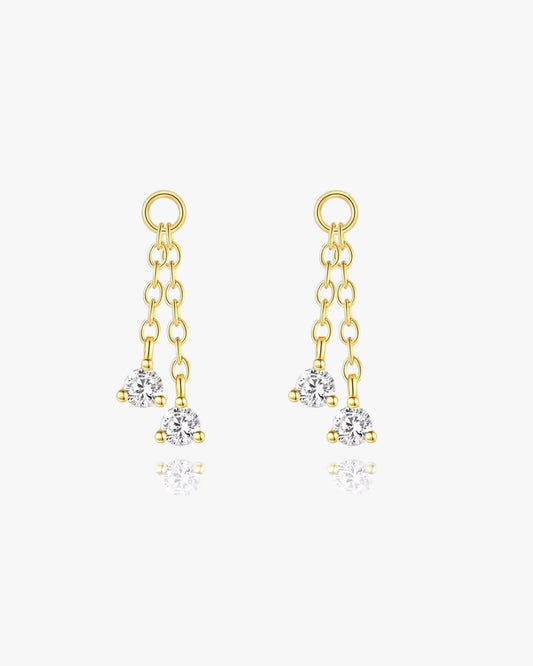 Gold Plated Sterling Silver Double Crystal Chain Drop Charms – Aurelisse