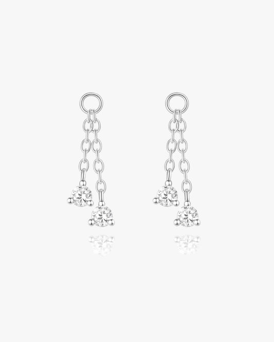 Gold Plated Sterling Silver Double Crystal Chain Drop Charms – Aurelisse