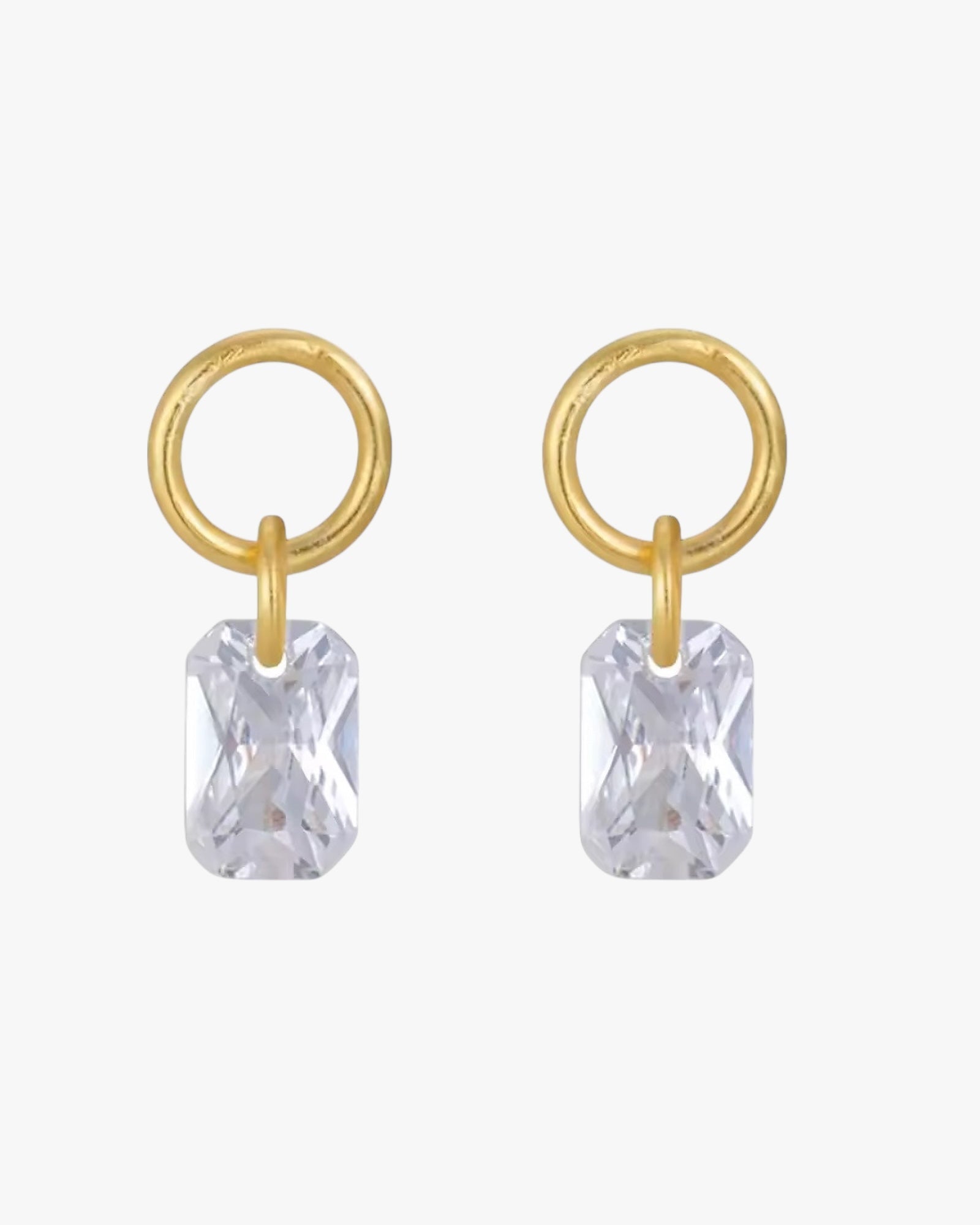 Gold Plated Sterling Silver Emerald - Cut Crystal Hoop Charms – Nythera