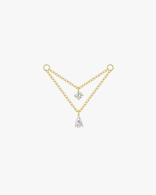 Gold Plated Sterling Silver Layered Zirconia Drop Earring Charm – Elina