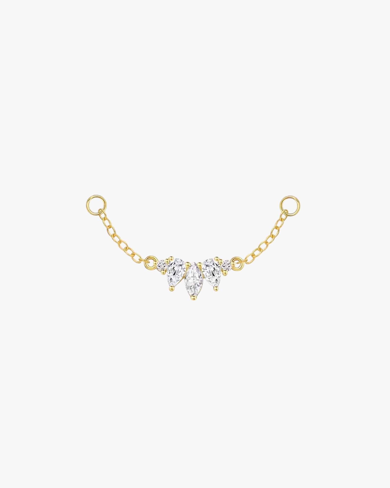 Gold Plated Sterling Silver Marquise Zirconia Chain Earring Charm – Nova