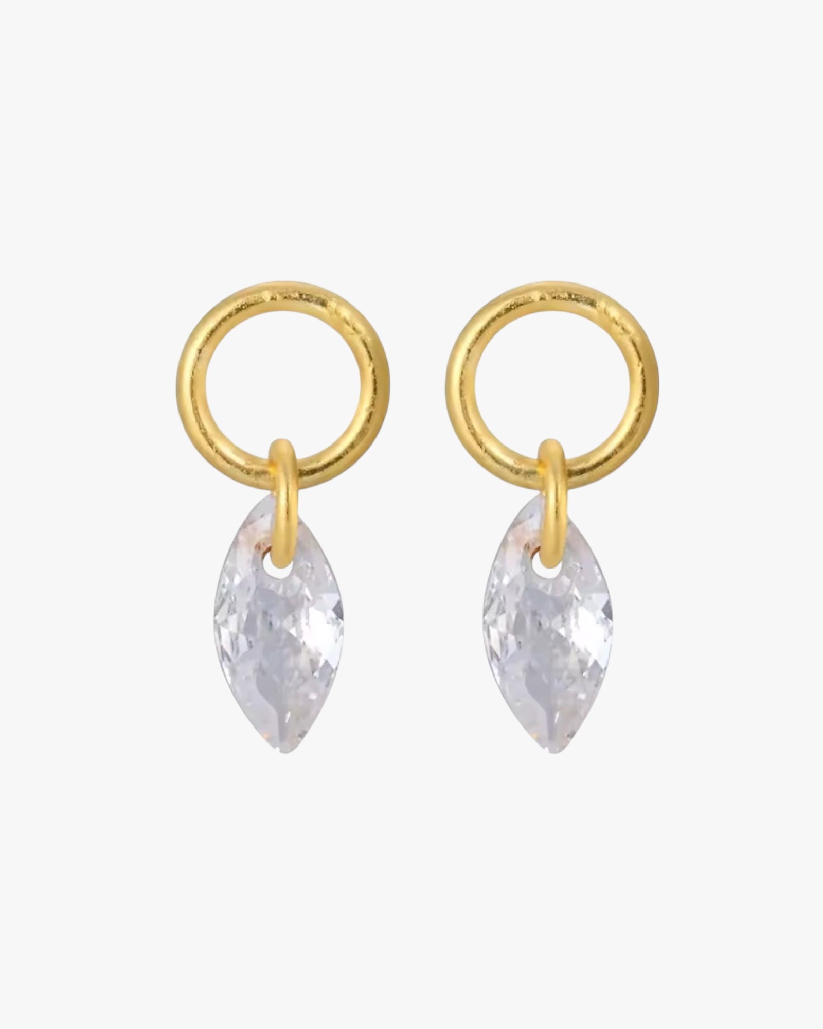 Gold Plated Sterling Silver Marquise Zirconia Hoop Charms – Lioren