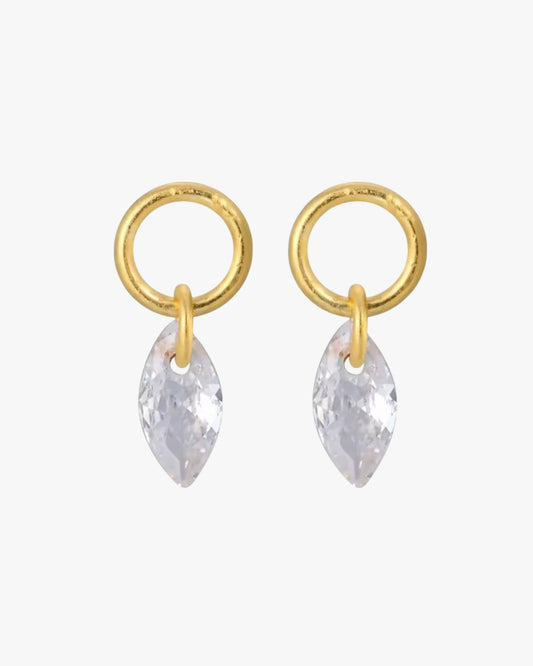 Gold Plated Sterling Silver Marquise Zirconia Hoop Charms – Lioren