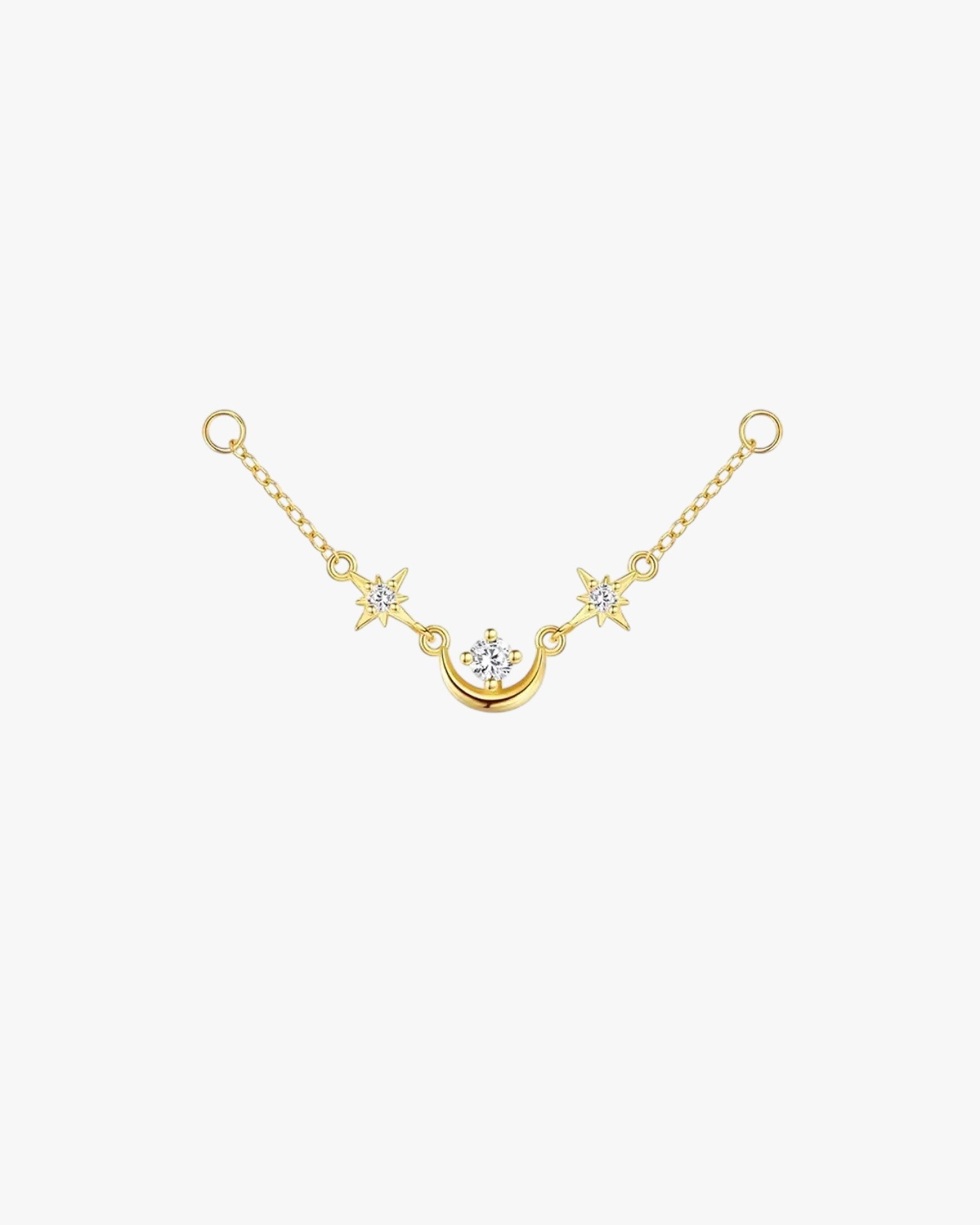 Gold Plated Sterling Silver Moon & Star Zirconia Chain Earring Charm – Luna