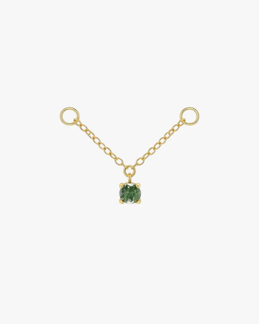 Gold Plated Sterling Silver Moss Agate Square Drop Chain Earring Charm – Sylva