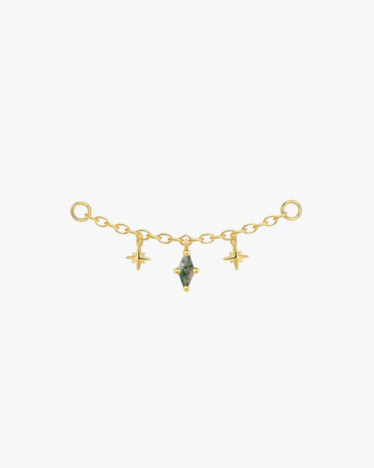 Gold Plated Sterling Silver Moss Agate Star Chain Earring Charm – Astra