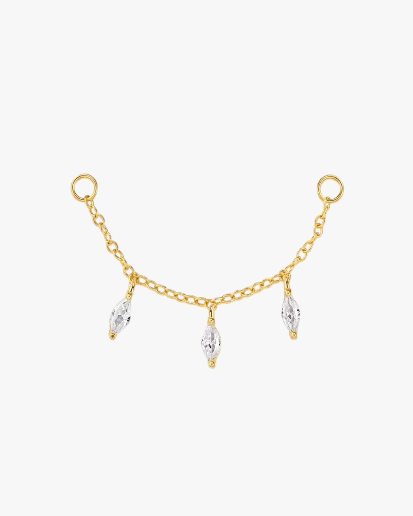 Gold Plated Sterling Silver Moss Agate Triple Drop Chain Earring Charm – Verde