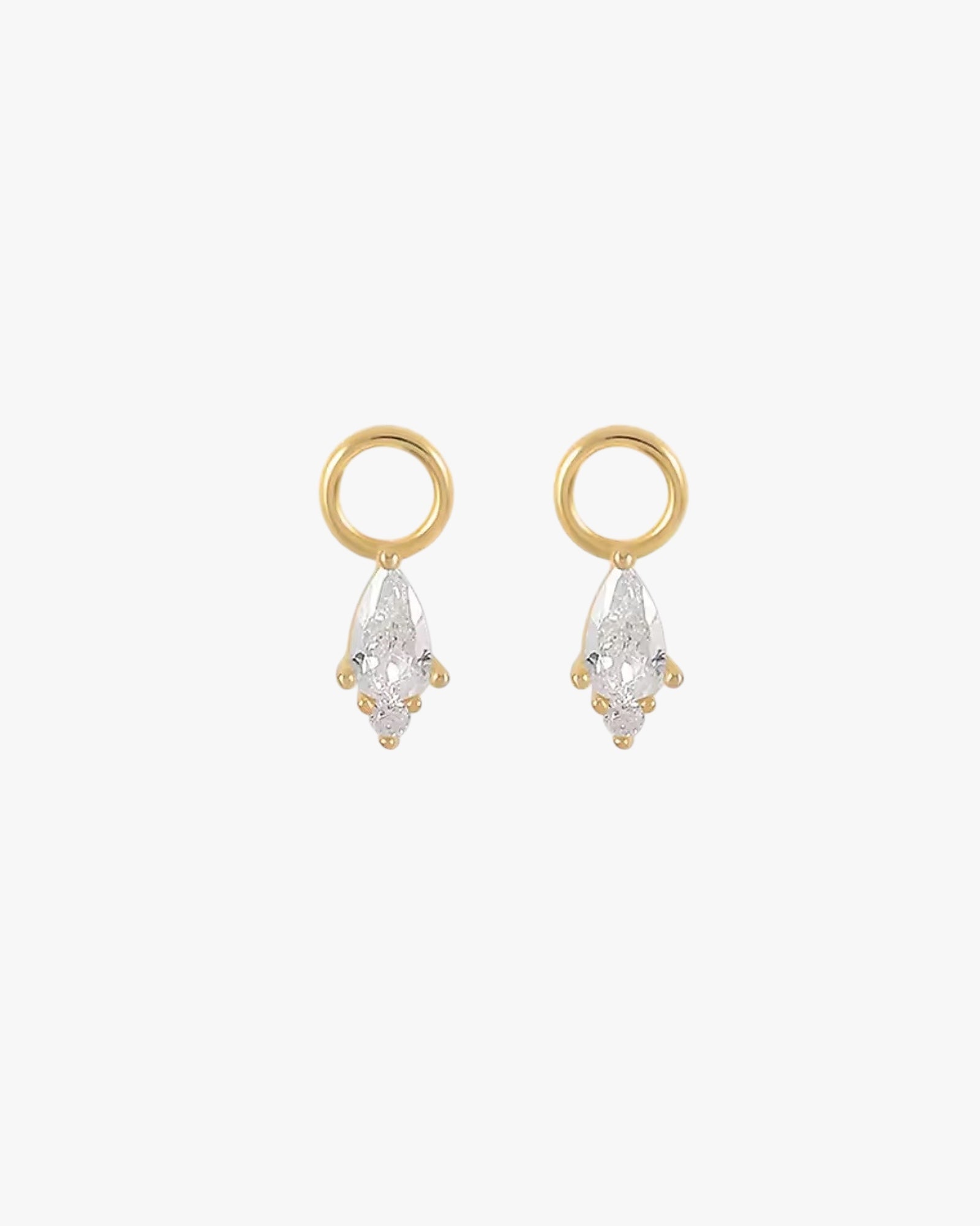 Gold Plated Sterling Silver Pear Crystal Hoop Charms – Zafyria