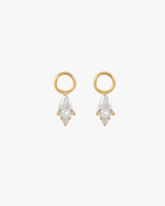 Gold Plated Sterling Silver Pear Crystal Hoop Charms – Zafyria