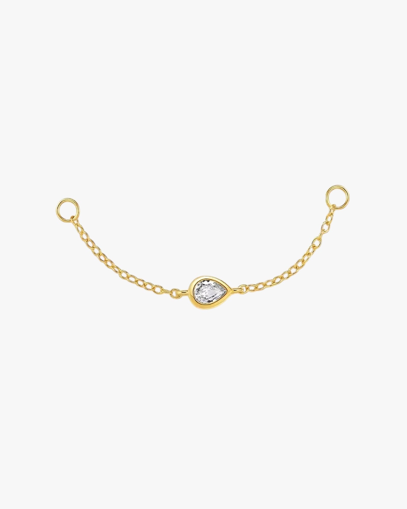 Gold Plated Sterling Silver Pear Zirconia Chain Earring Charm – Seraphine