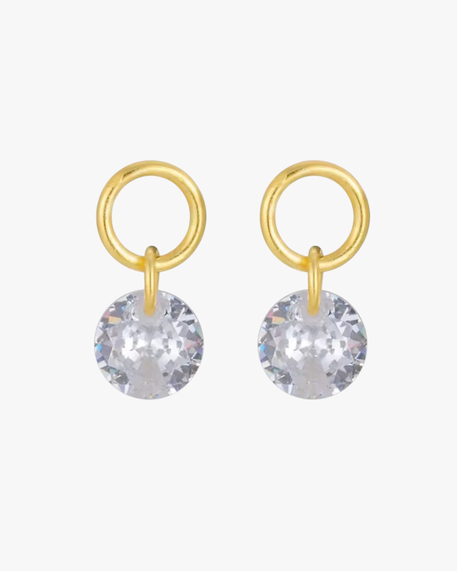 Gold Plated Sterling Silver Round Zirconia Drop Earring Charms – Vireya