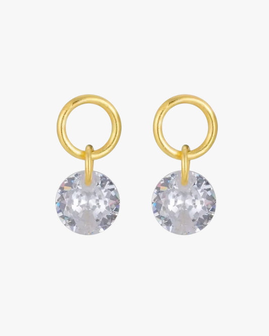 Gold Plated Sterling Silver Round Zirconia Drop Earring Charms – Vireya
