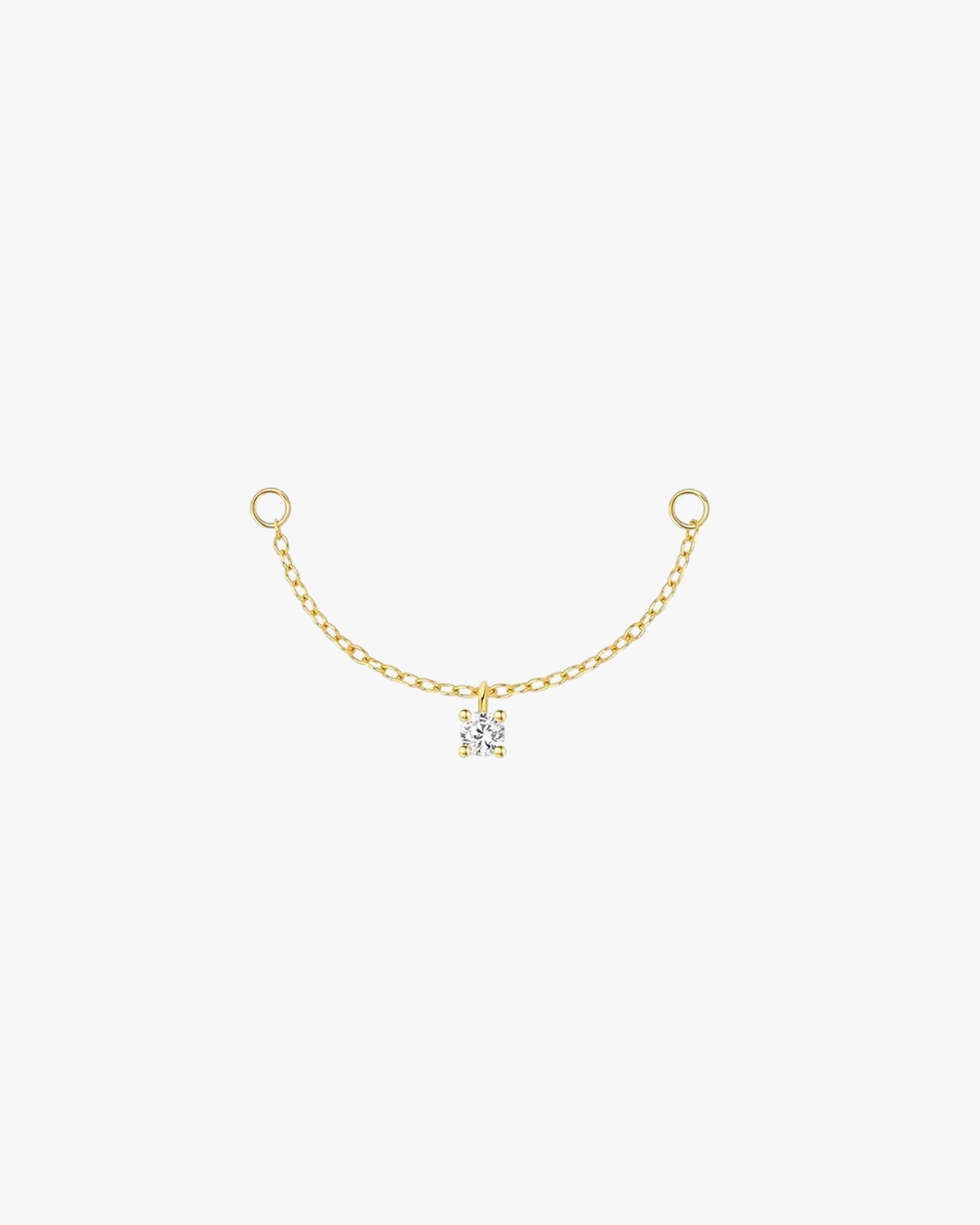 Gold Plated Sterling Silver Single Zirconia Chain Earring Charm – Aura