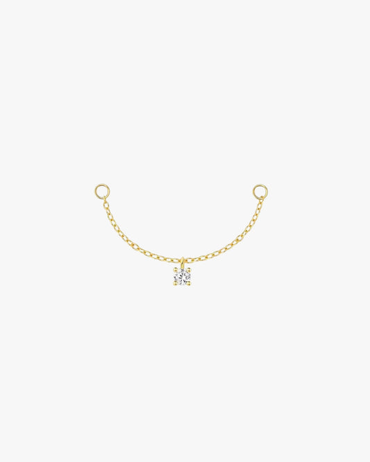 Gold Plated Sterling Silver Single Zirconia Chain Earring Charm – Aura