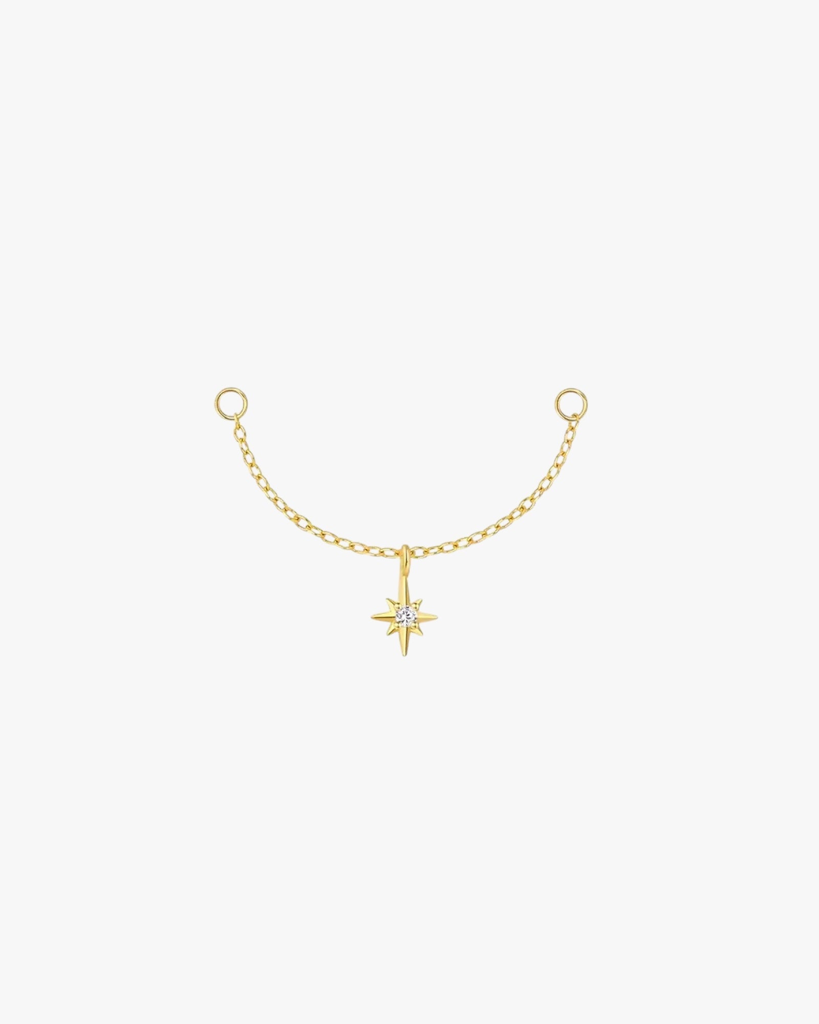 Gold Plated Sterling Silver Star Zirconia Chain Earring Charm – Astra