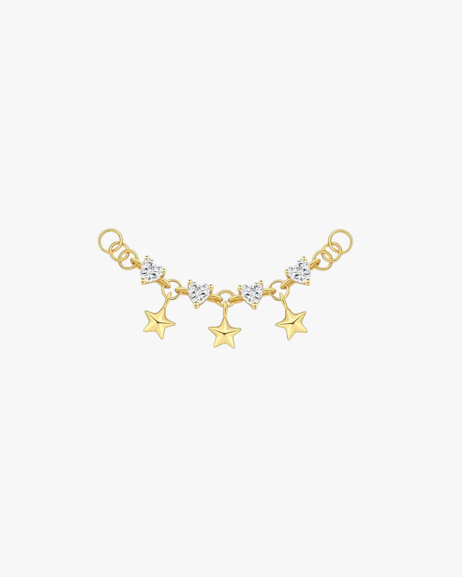 Gold Plated Sterling Silver Star & Zirconia Chain Earring Charm – Stella
