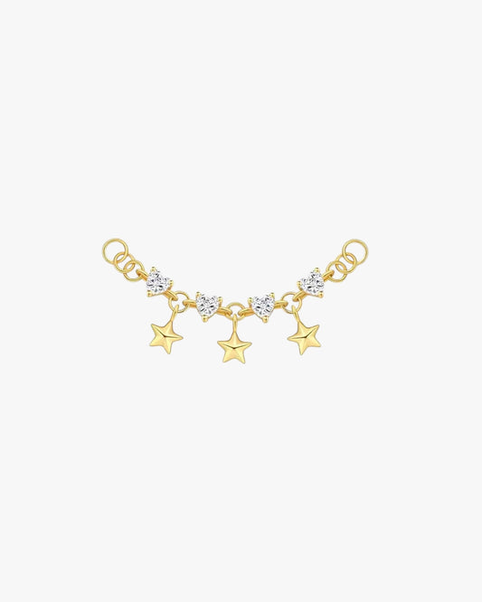 Gold Plated Sterling Silver Star & Zirconia Chain Earring Charm – Stella