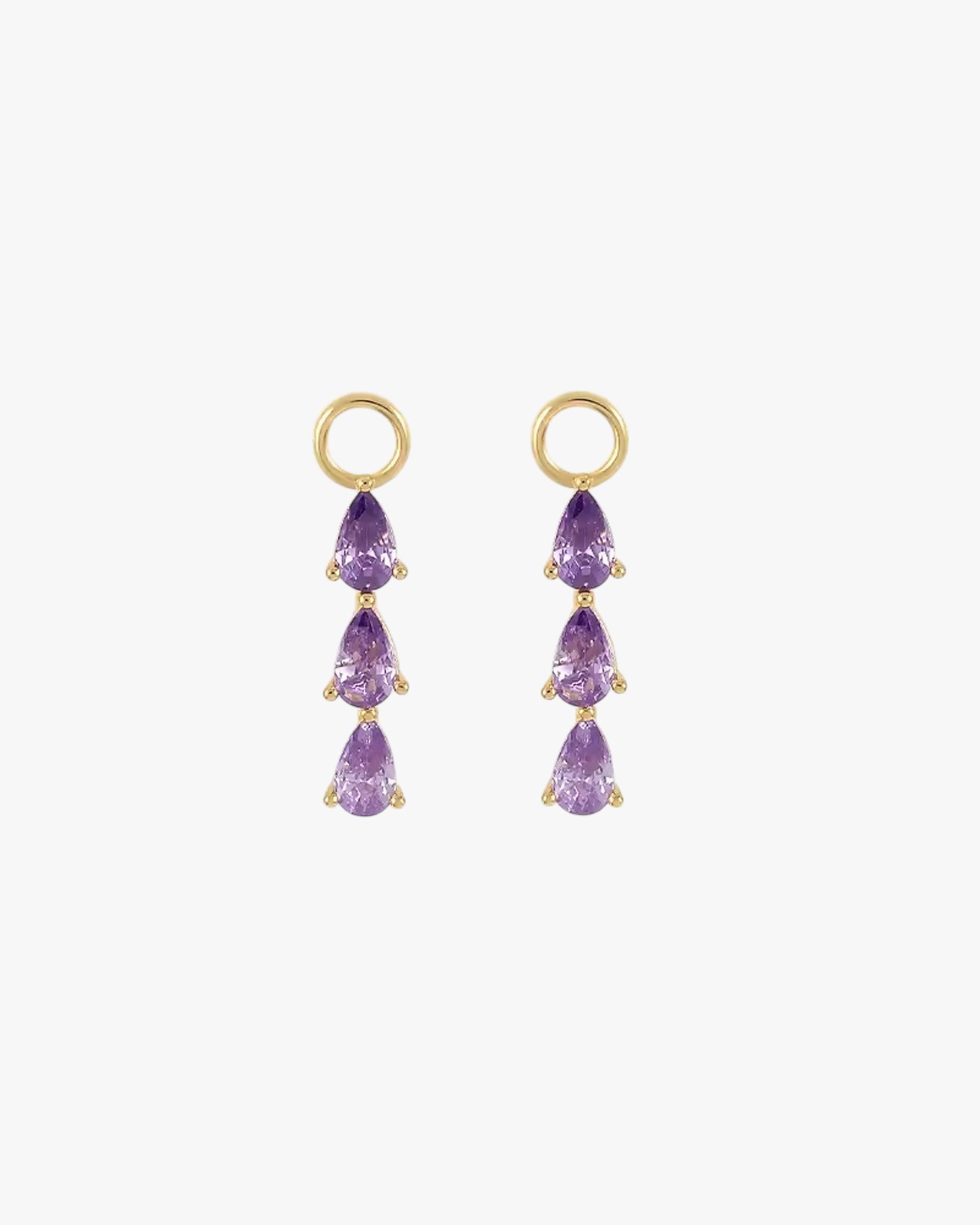 Gold Plated Sterling Silver Triple Pear Zirconia Earring Charms – Lysandra
