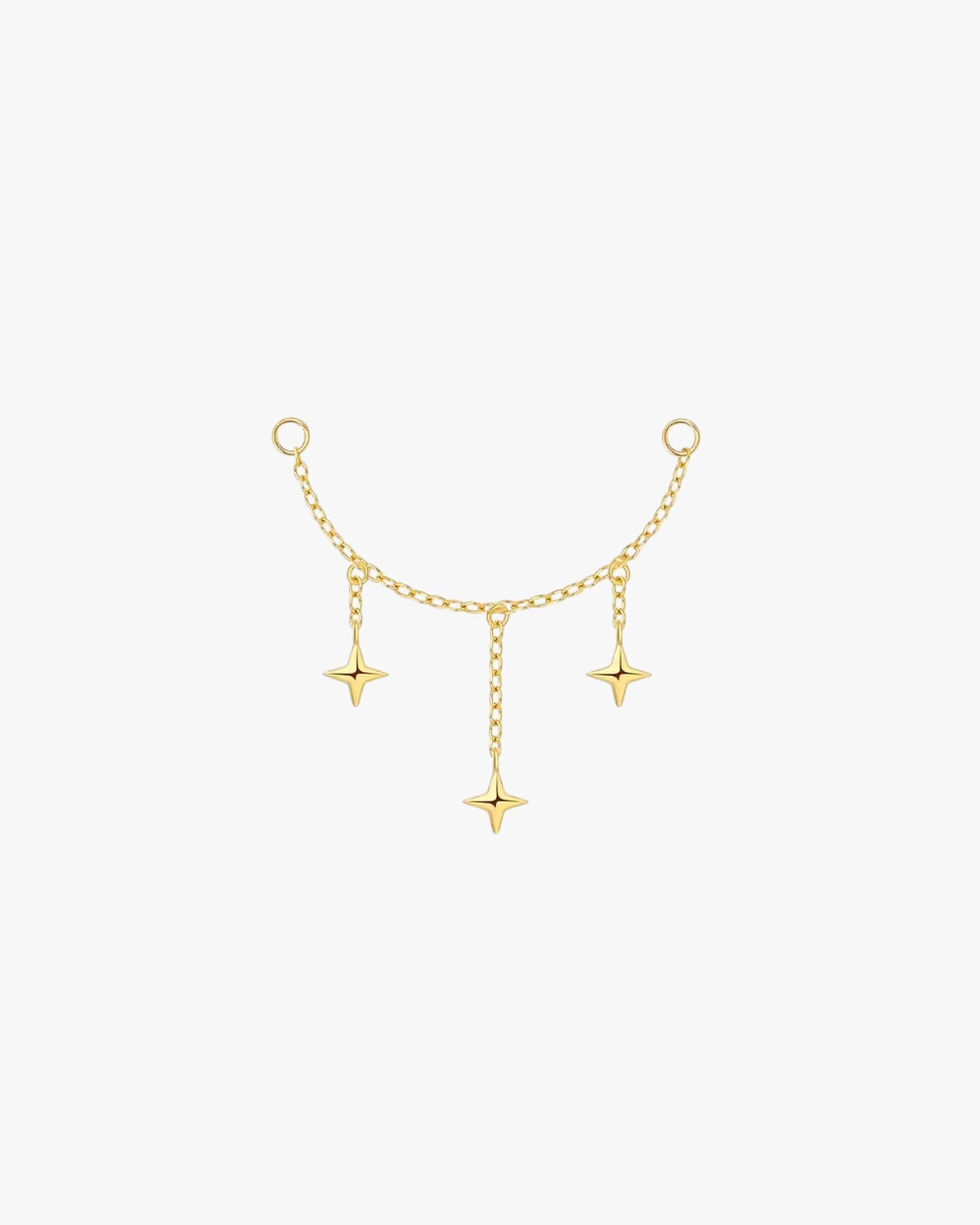 Gold Plated Sterling Silver Triple Star Drop Chain Earring Charm – Vega