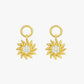 Gold sunburst earring charms with zirconia crystals