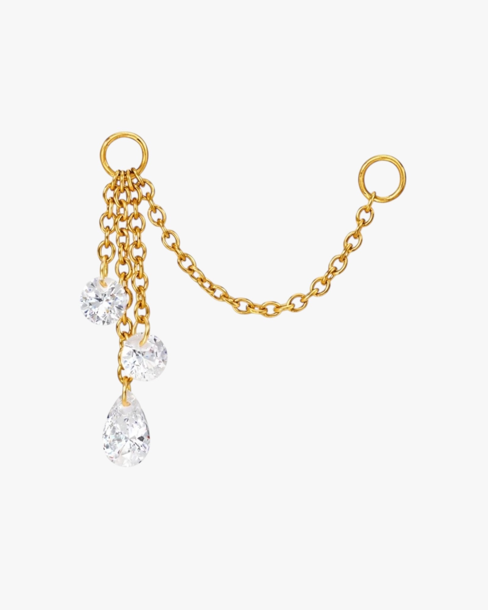 Gold plated zirconia crystal double hoop ear chain – Kristina