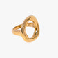 Open oval sculptural gold ring with PVD 18K gold plated finish, modern minimalist jewelry