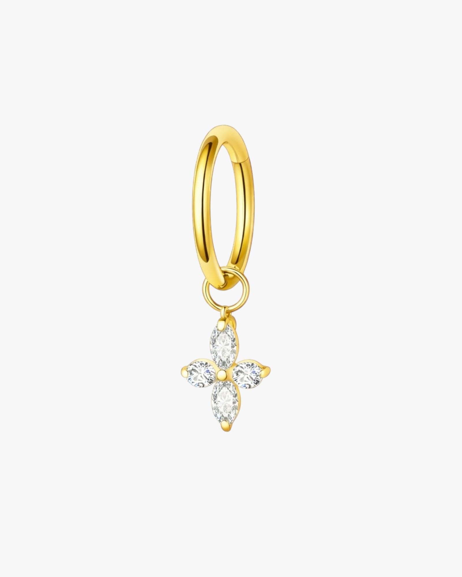 Marquise Crystal Cross Charm Titanium Hinged Hoop 16G 6mm – Florence