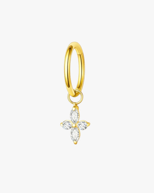 Marquise Crystal Cross Charm Titanium Hinged Hoop 16G 6mm – Florence