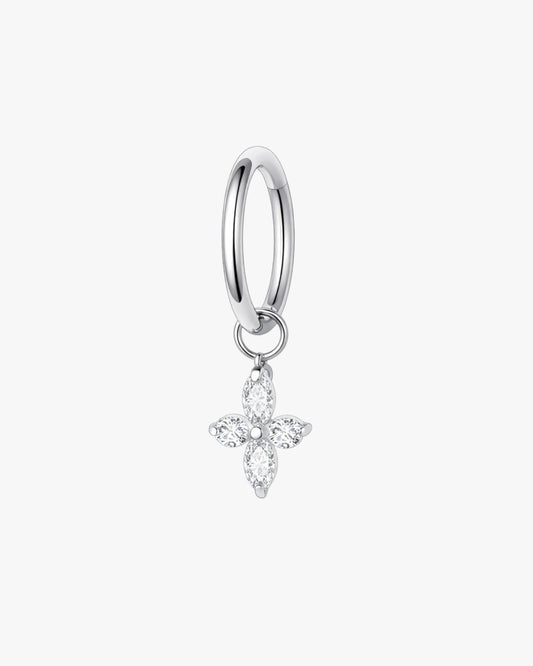 Marquise Crystal Cross Charm Titanium Hinged Hoop 16G 6mm – Florence
