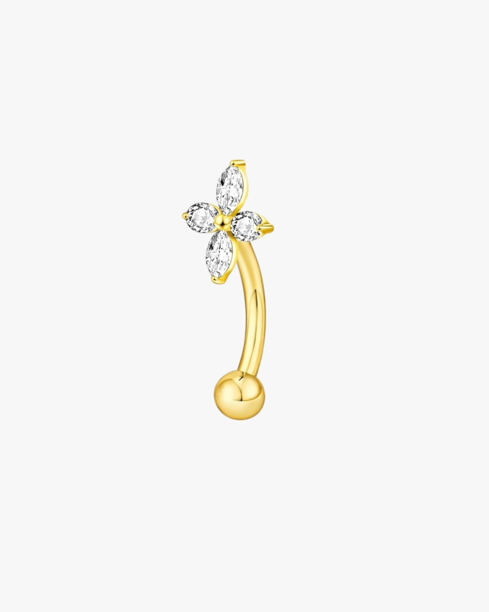 Marquise Crystal Flower Titanium Curved Barbell 16G – Floren
