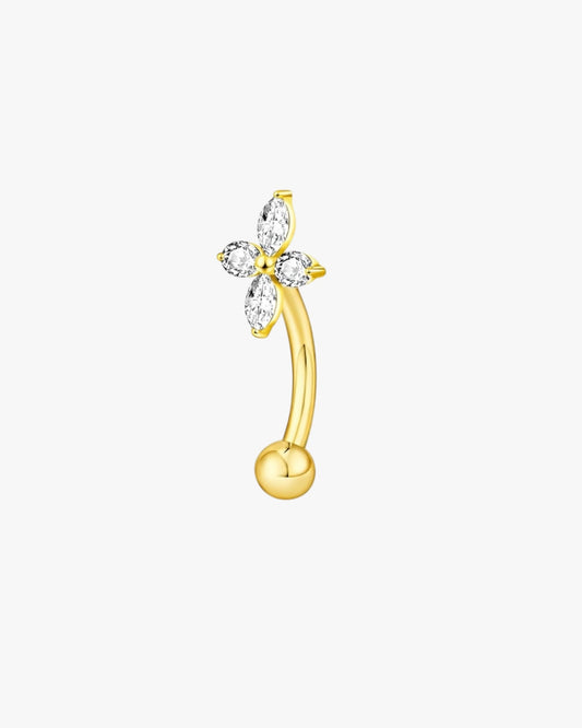 Marquise Crystal Flower Titanium Curved Barbell 16G – Floren
