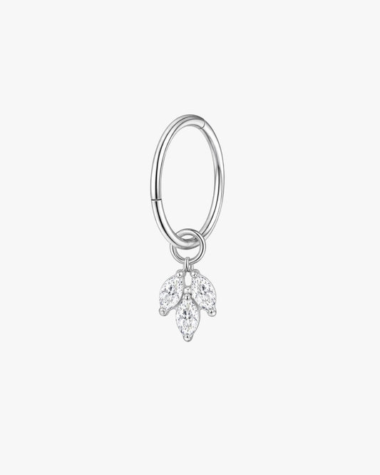 Marquise Crystal Leaf Charm Titanium Hinged Hoop 16G 6mm – Himalaya