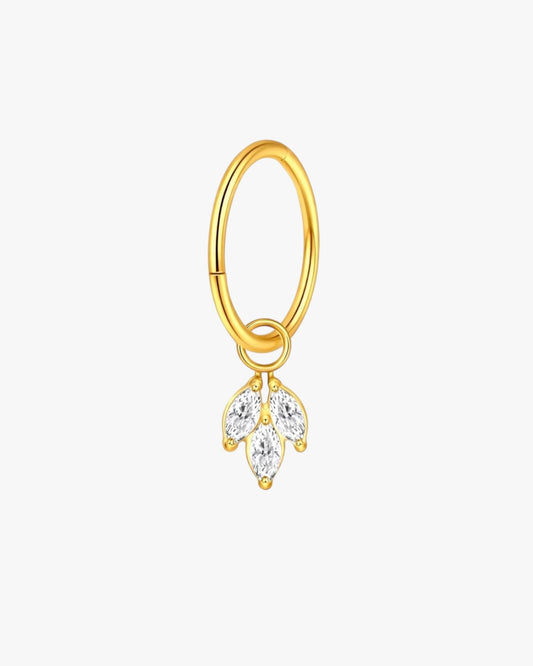 Marquise Crystal Leaf Charm Titanium Hinged Hoop 16G 6mm – Himalaya