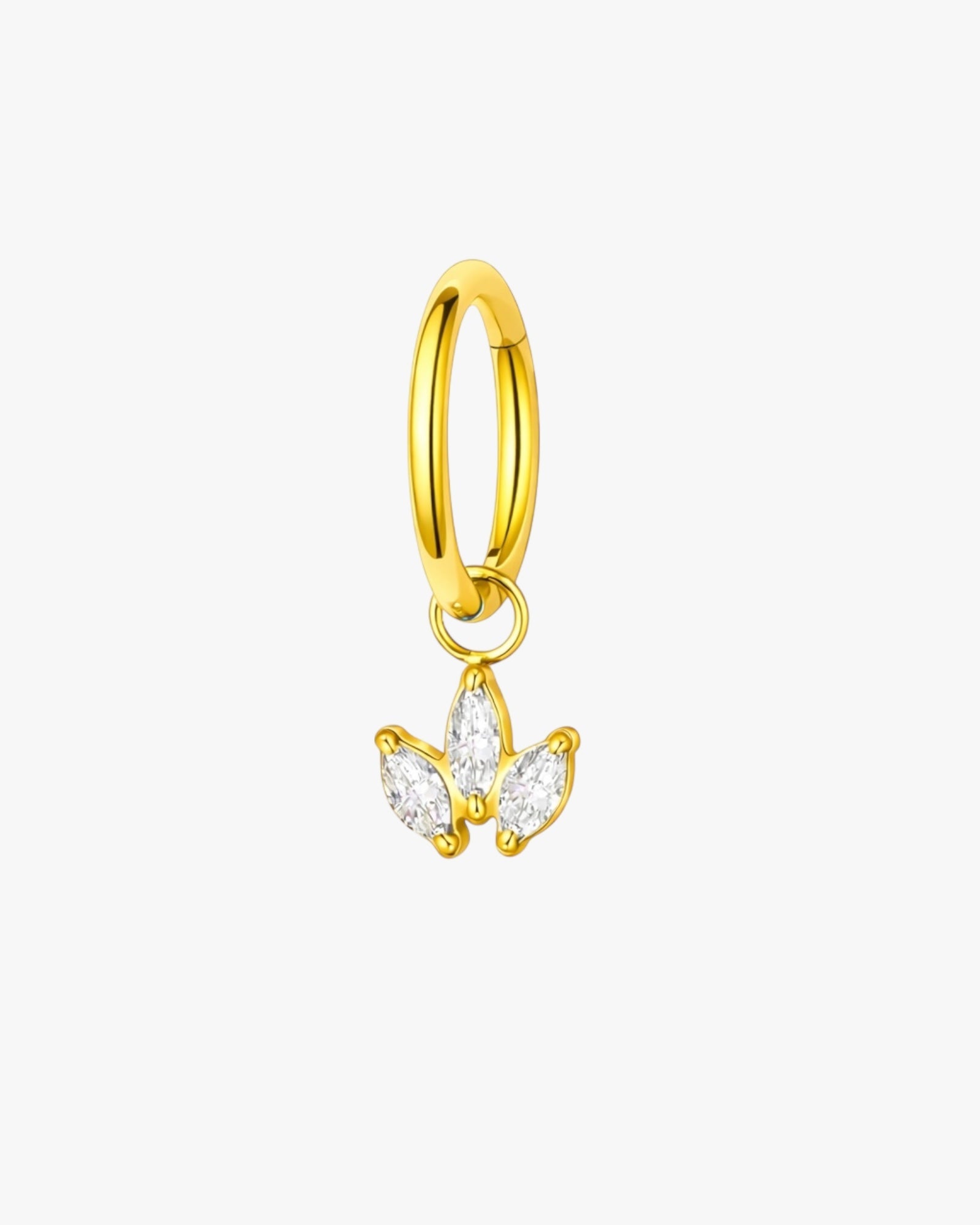 Marquise Crystal Lotus Charm Titanium Hinged Hoop 16G 6mm – Kyoto