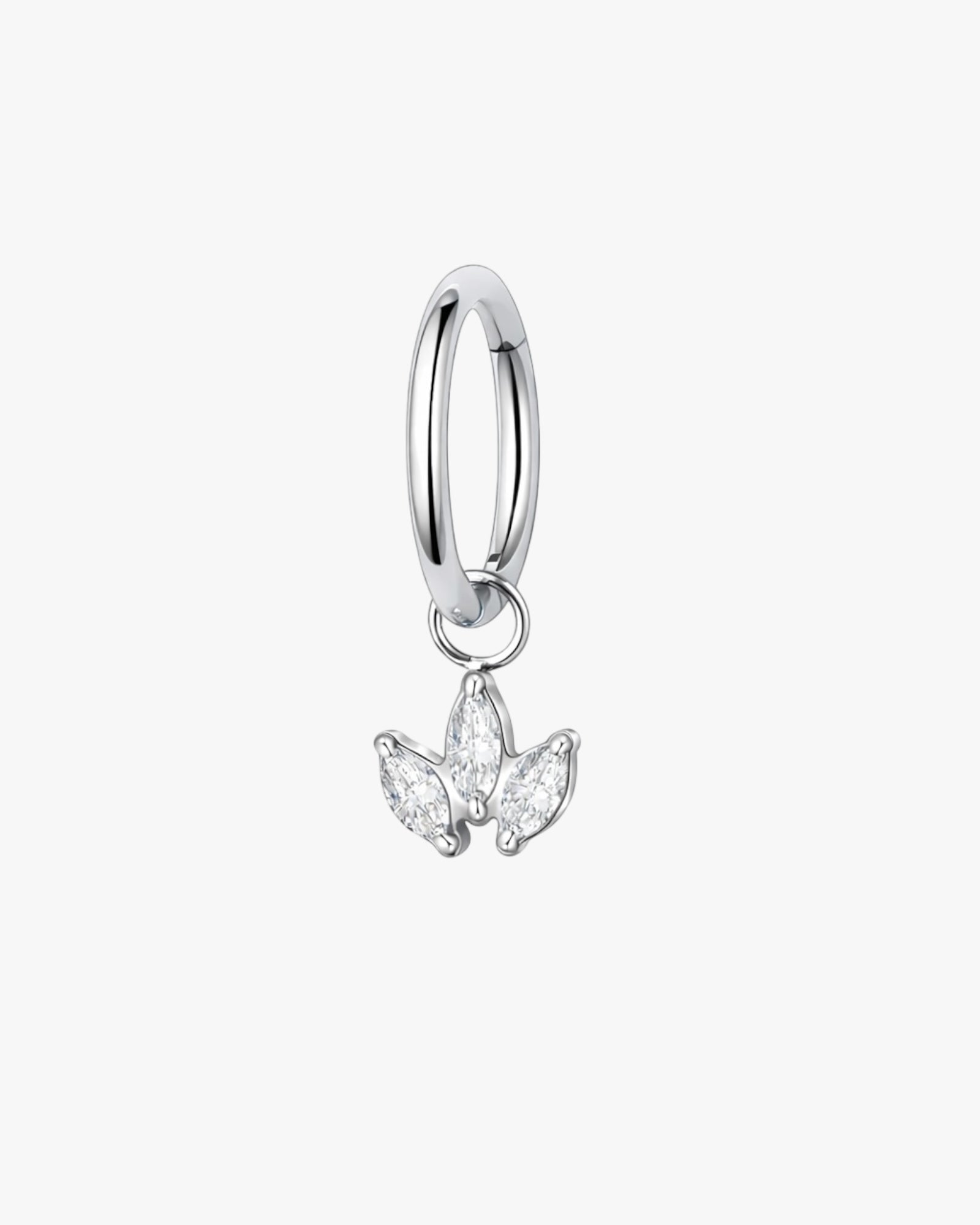 Marquise Crystal Lotus Charm Titanium Hinged Hoop 16G 6mm – Kyoto